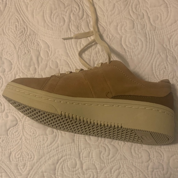 Dr. Scholl's Tan Suede Platform Sneakers with Cream Laces - Picture 5 of 9